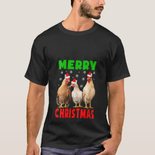 T-shirt Femme Joyeux Noël Poulet Au Chapeau De Père Noël P