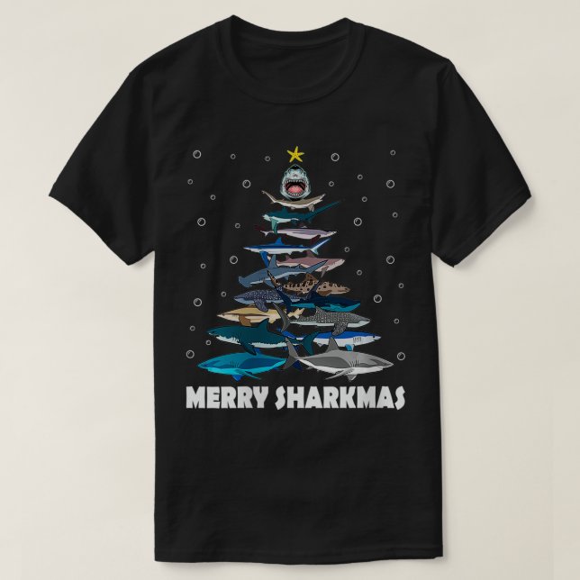 T-shirt Femme Joyeux Sharkmas Funny Sharkmas Charrequin No (Design devant)