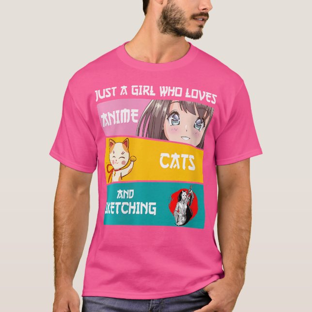 T-shirt Femme Juste Une Fille Qui Aime Les Chats Anime Et  (Devant)