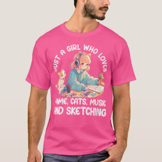 T-shirt Femme Juste Une Fille Qui Aime Les Chats Anime Mus
