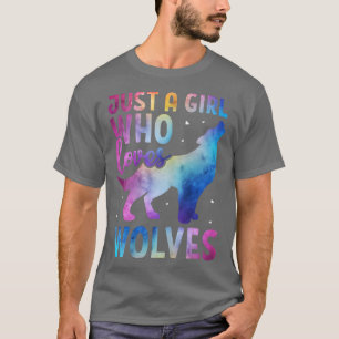 T-shirt Femme Juste Une Fille Qui Aime Les Loups Aquarelle