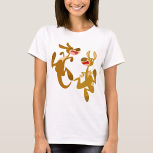 T-shirt femme Kangaroos Bouncy Cartoon mignonne