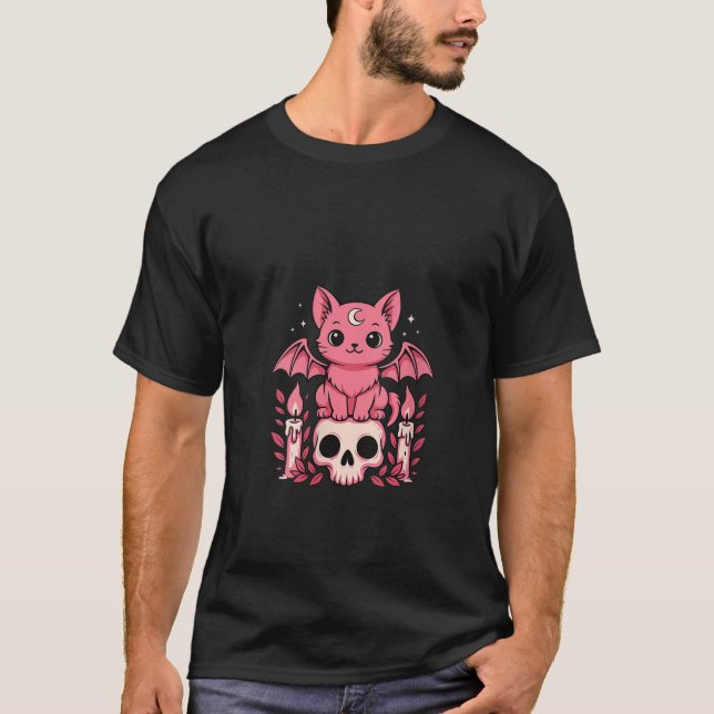 T-shirt Femme Kawaii Pastel Goth Cute Déplaisant Chat Chat (Devant)