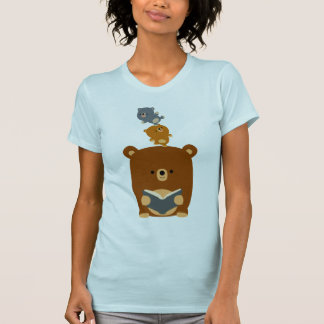 T-shirt Femme Lecture Caricature Cute Ours et Cubs
