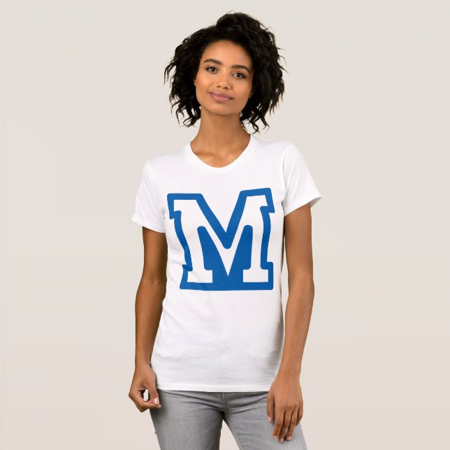 T-Shirt Femme Lettre M Bleue (Devant entier)