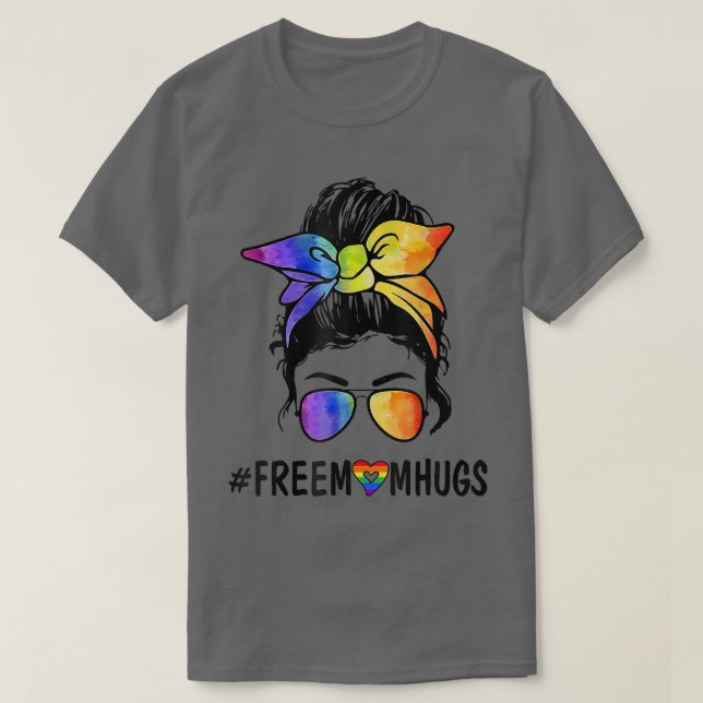 T-shirt Femme Libérer Maman Hugs Messy Bun LGBT Pride Arc  (Design devant)