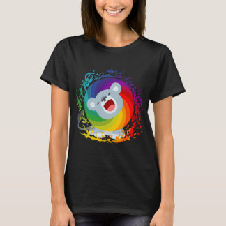 T-shirt femme Lion blanc arc-en-ciel jote caricatu