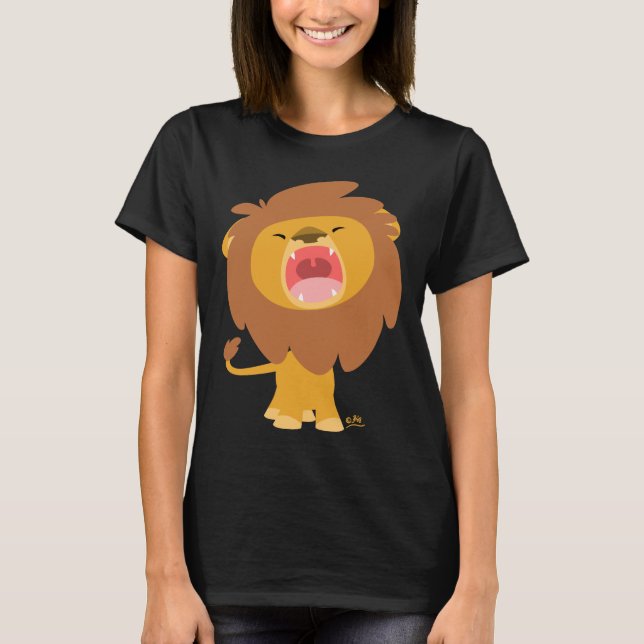 T-shirt femme Lion caricaturant mignon et puissant (Devant)