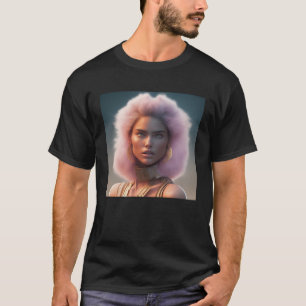 T-shirt Femme Lion Fluffy Mane Roi rose Imaginaire Nature