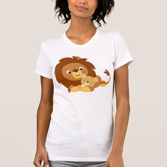 T-shirt femme lion papa et lion amour mignon (Devant)
