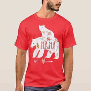 T-shirt Femme Mama Bear 2 Bébé Bear Cubs Riding On Back M