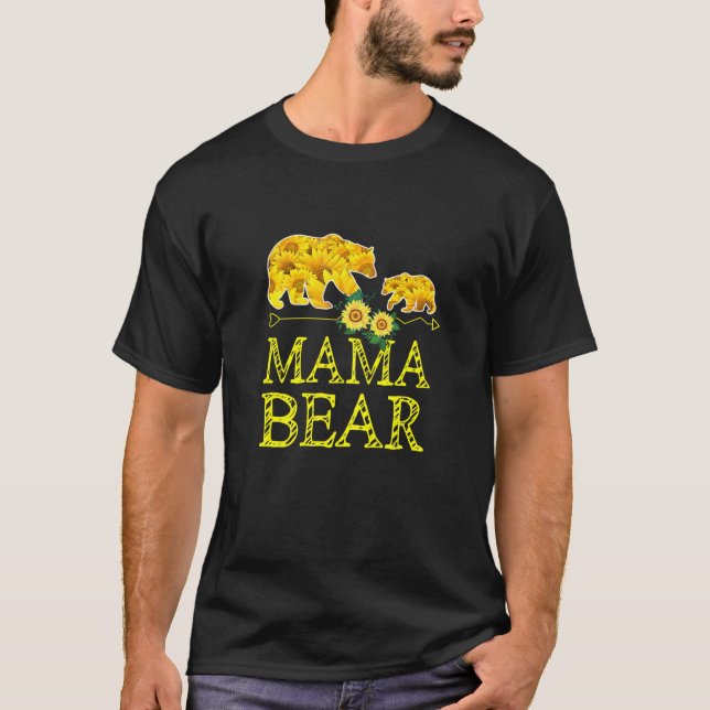 T-shirt Femme Mama Ours Tournesol Xmas Famille corresponda (Devant)