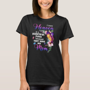 T-shirt Femme Maman dans le Ciel Papillon pourpre Perte de
