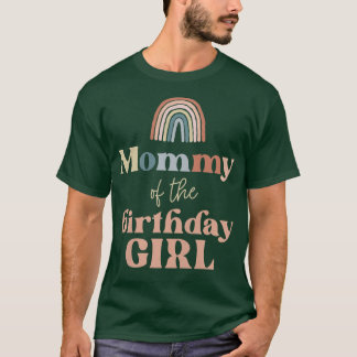 T-shirt Femme maman de l'anniversaire fille Boho Rainbow P