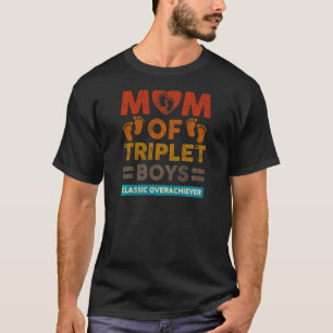 T-shirt Femme Maman De Triplet Boys Classique Overachiever