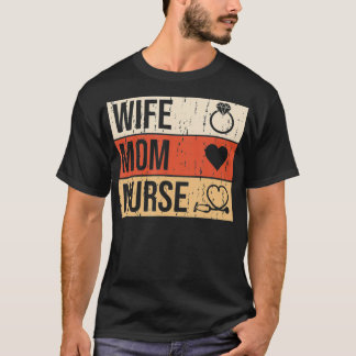 T-shirt Femme Maman Infirmière Anneau Coeur Stéthoscope Fê