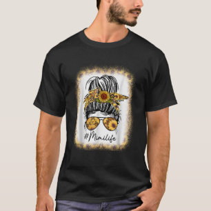 T-shirt Femme Maman Vie Bleached Mimi Vie Tournesol Messag