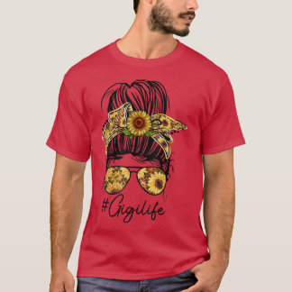 T-shirt Femme Maman Vie Gigi Vie Tournesol Messy Bun