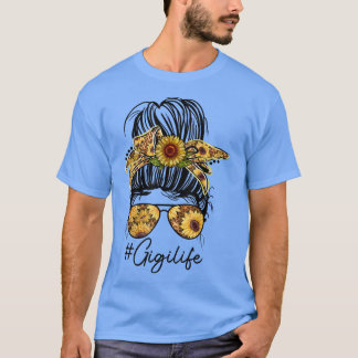 T-shirt Femme Maman Vie Gigi Vie Tournesol Messy Bun