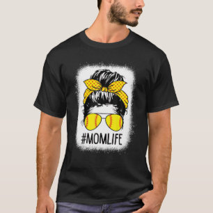 T-shirt Femme Maman Vie Messager Bun Softball Baseball Mèr