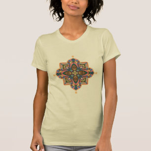 T-shirt femme mandala géométrique orange pêche 