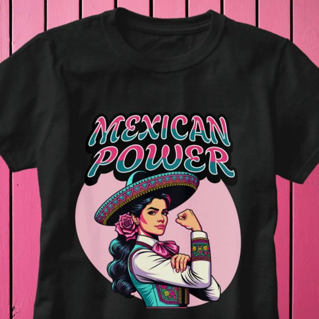 T-shirt Femme Mariachi forte puissance mexicaine (Mexican Power Strong Mariachi Woman Shirt)