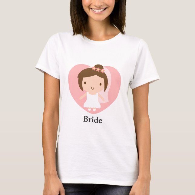 T-shirt Femme Mariage mignonne en blouse blanche (Devant)