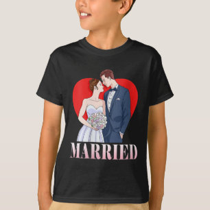 T-shirt Femme Mariée Et Groom Heureux Mariage Marié Coupl