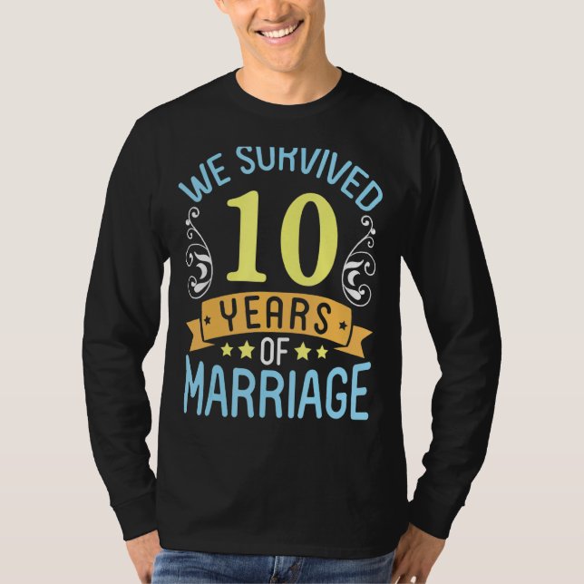 T-shirt Femme Maris Nous Avons Survécu 10 Ans De Mariage M (Devant)