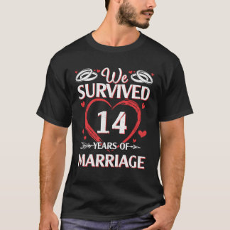 T-shirt Femme Maris Nous Avons Survécu 14 Ans De Mariage S
