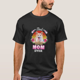 T-shirt Femme Meilleur Chien Maman Jamais Corgi Floral Rét