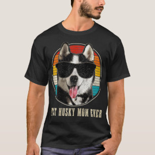 T-shirt Femme Meilleur Husky Maman Jamais Lunettes de sole