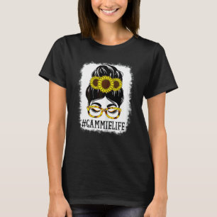 T-shirt Femme Messy Bun Gammie Life Grandma Sunflowers Cu