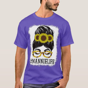 T-shirt Femme Messy Bun Nannie Life Grandma Sunflowers Cu