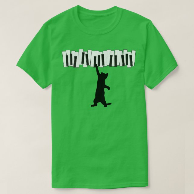 T-shirt Femme mignonne Chat Kitty Jouer Piano Note Clef Mu (Design devant)