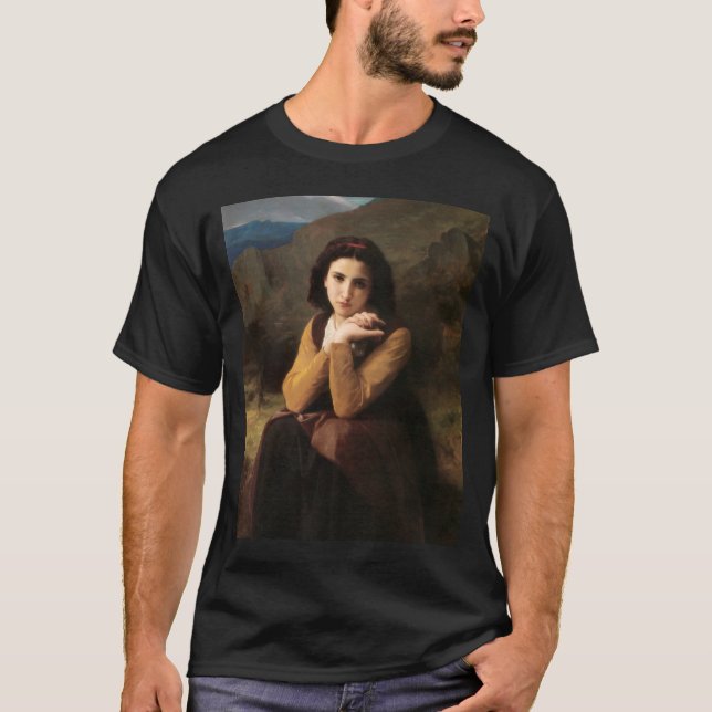 T-shirt Femme Mignonne de Jeune Femme par Bouguereau (Devant)