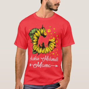 T-shirt Femme mignonne Malamute d'Alaska Mama Sunflower Ch