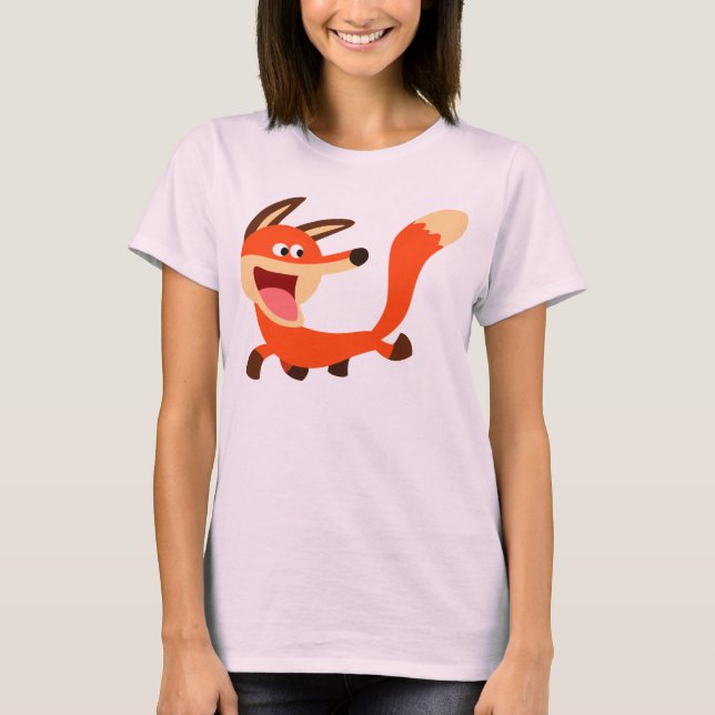T-shirt femme mignonne malicieuse caricature Fox (Devant)