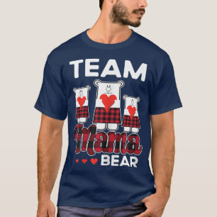 T-shirt Femme mignonne Mama Ours Coeur Buffalo Rouge Plaid