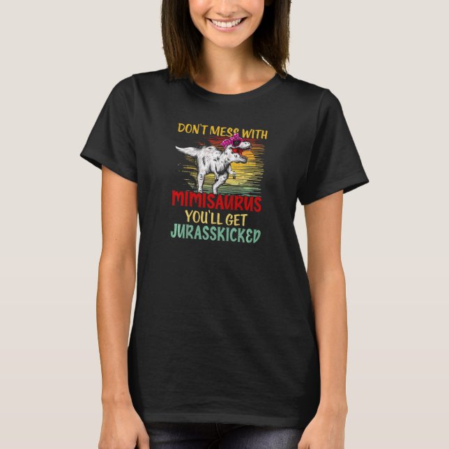 T-shirt Femme mignonne Mimisaurus Dinosaure Rex Fleurs Mèr (Devant)
