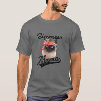 T-shirt Femme mignonne Siamese Mama Flower Amoureux des ch