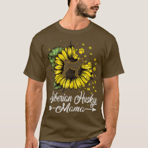 T-shirt Femme mignonne Sibérienne Husky Mama Sunflower Chi