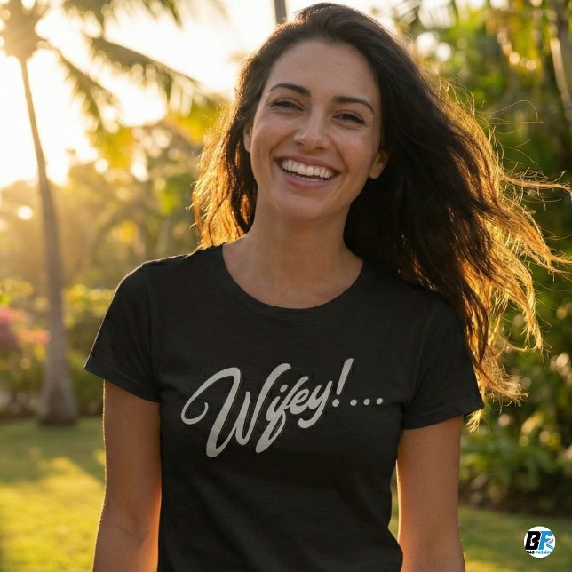 T-shirt Femme Moderne Blanc Script Noir Femmes (Créateur téléchargé)