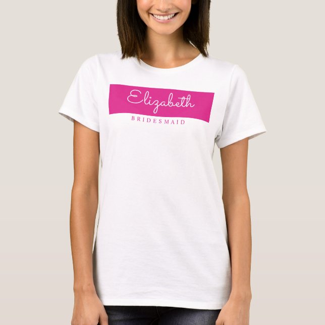 T-shirt Femme Moderne Chaud Rose Bachelorette Bridesmaid (Devant)