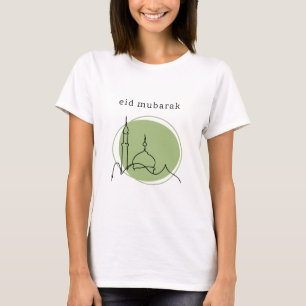 T-Shirt Femme Moderne Eid Mubarak Vert Sauge