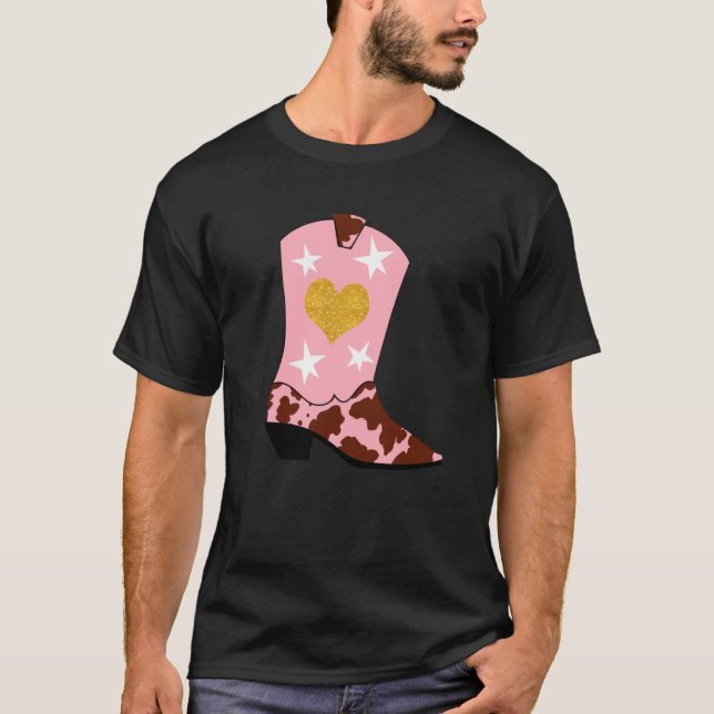 T-shirt Femme moderne Pink Cowgirl Western Boot (Devant)