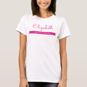 T-shirt Femme Moderne Rose Blanc Bachelorette Bridesmaid