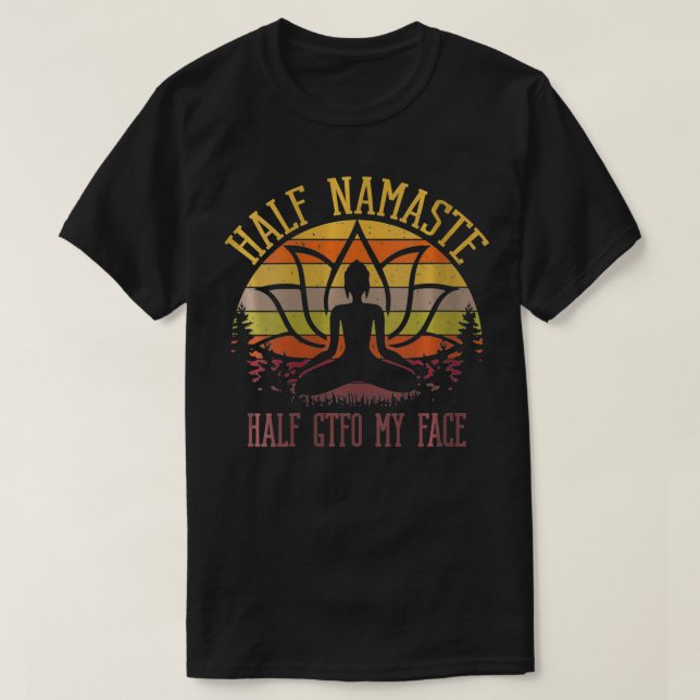 T-shirt Femme Moitié Namaste Moitié GTFO Mon visage VNeck (Design devant)