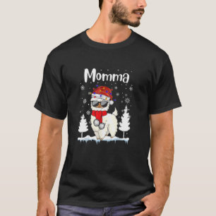 T-shirt Femme Momma Llama Funny Noël Llama Maman Père Noël