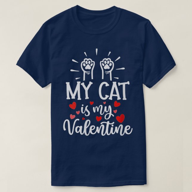 T-shirt Femme Mon Chat Est Mon Valentine Kitten Coeur Amou (Design devant)